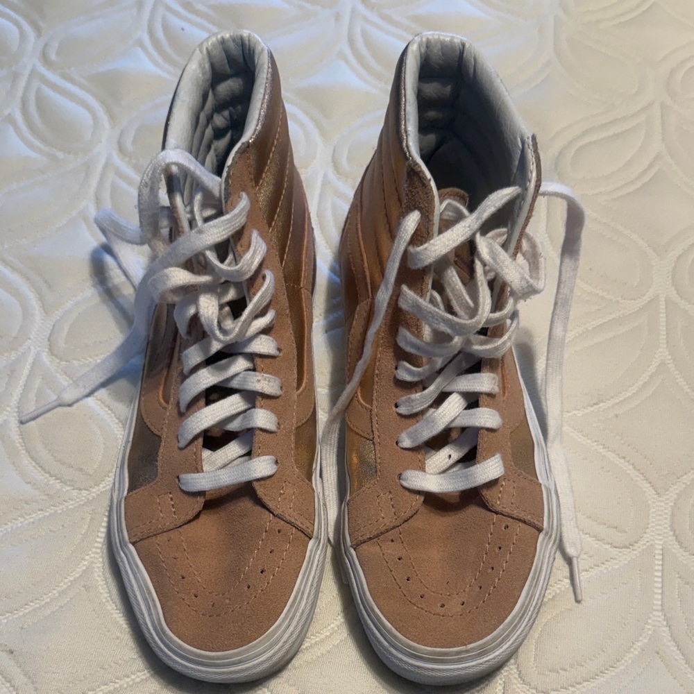High-Top Light Pink/Tan Vans Sneakers